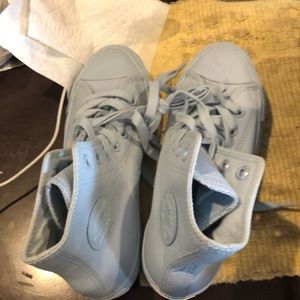 Converse baby blue leather high top sneakers sz 6.